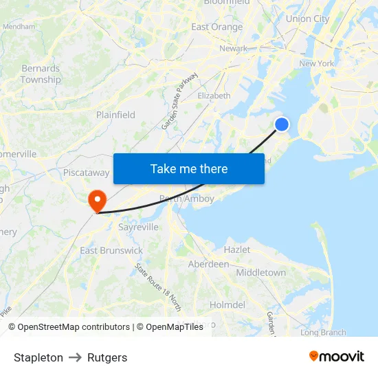 Stapleton to Rutgers map