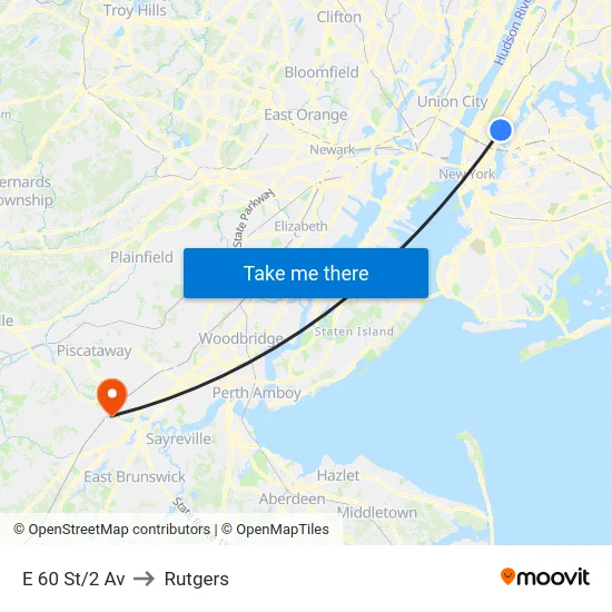 E 60 St/2 Av to Rutgers map
