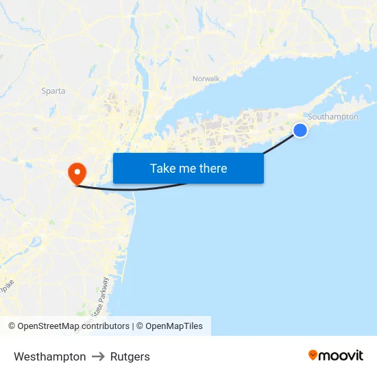 Westhampton to Rutgers map