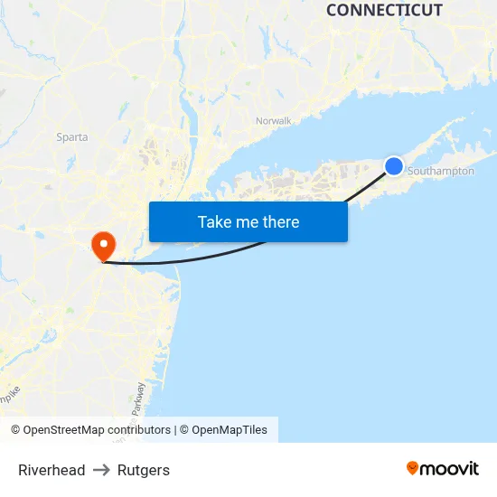Riverhead to Rutgers map