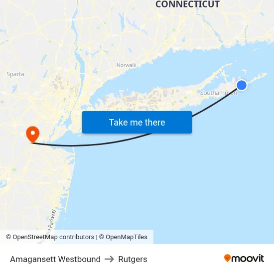 Amagansett Westbound to Rutgers map