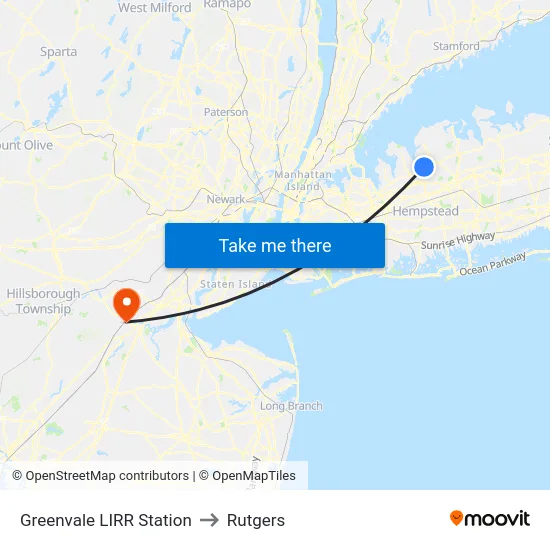 Greenvale LIRR Station to Rutgers map