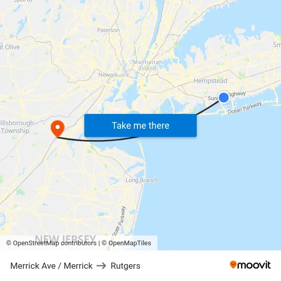 Merrick Ave / Merrick to Rutgers map