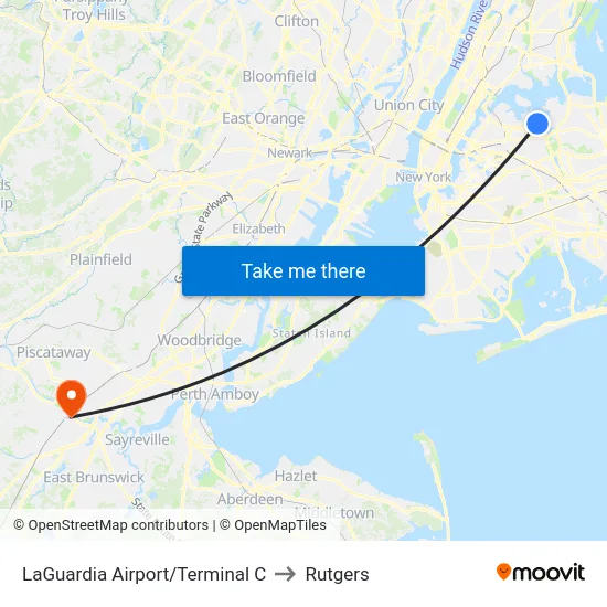LaGuardia Airport/Terminal C to Rutgers map