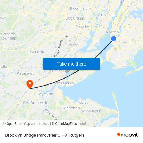 Brooklyn Bridge Park /Pier 6 to Rutgers map