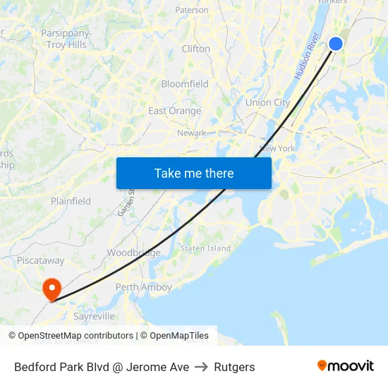 Bedford Park Blvd @ Jerome Ave to Rutgers map