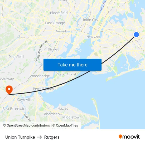 Union Turnpike to Rutgers map