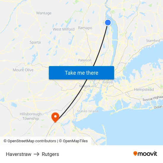 Haverstraw to Rutgers map