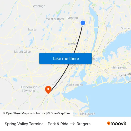 Spring Valley Terminal - Park & Ride to Rutgers map