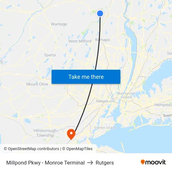 Millpond Pkwy - Monroe Terminal to Rutgers map