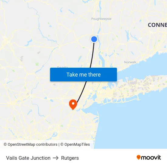Vails Gate Junction to Rutgers map