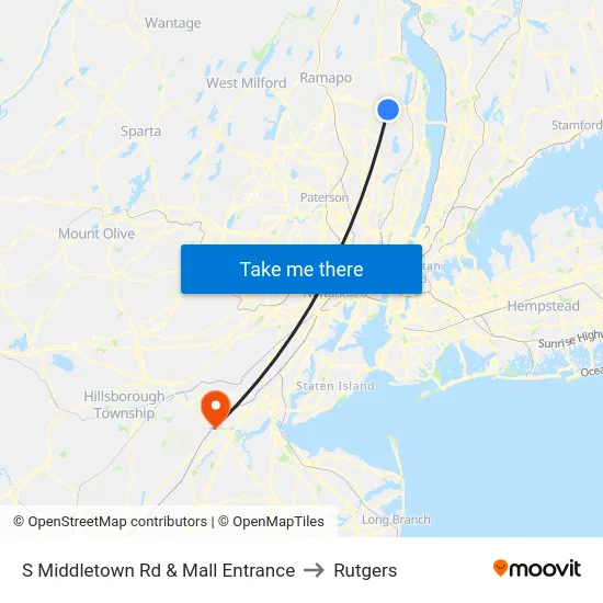 S Middletown Rd & Mall Entrance to Rutgers map