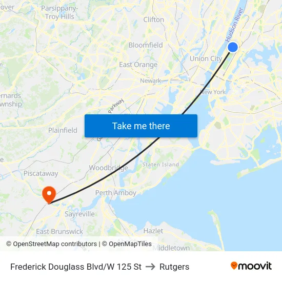 Frederick Douglass Blvd/W 125 St to Rutgers map