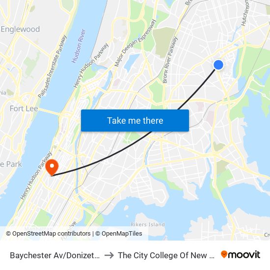 Baychester Av/Donizetti Pl to The City College Of New York map