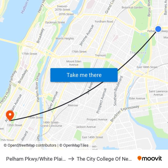 Pelham Pkwy/White Plains Rd to The City College Of New York map