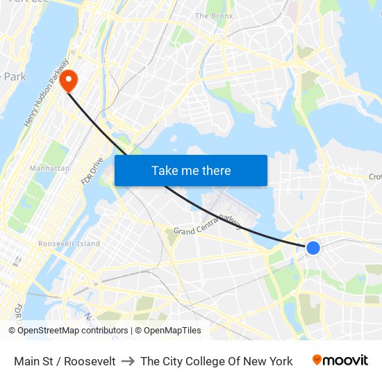 Main St / Roosevelt to The City College Of New York map