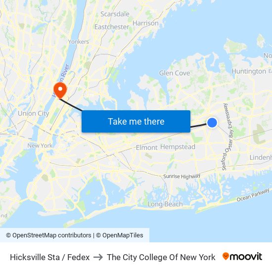 Hicksville Sta / Fedex to The City College Of New York map