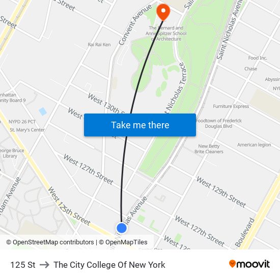 125 St to The City College Of New York map