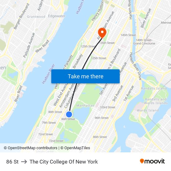 86 St to The City College Of New York map