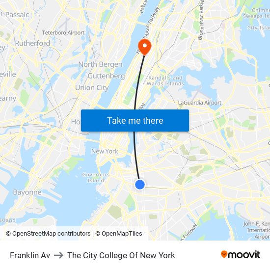 Franklin Av to The City College Of New York map