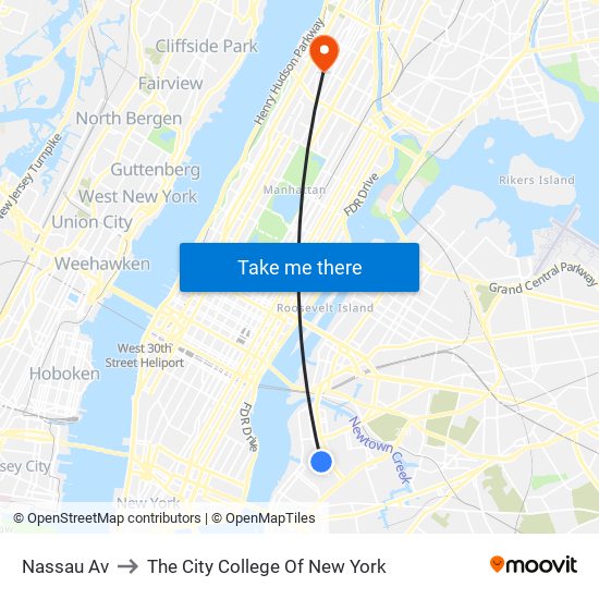 Nassau Av to The City College Of New York map