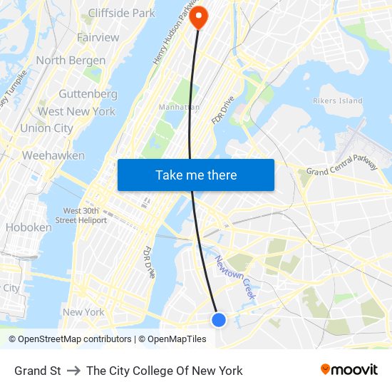 Grand St to The City College Of New York map