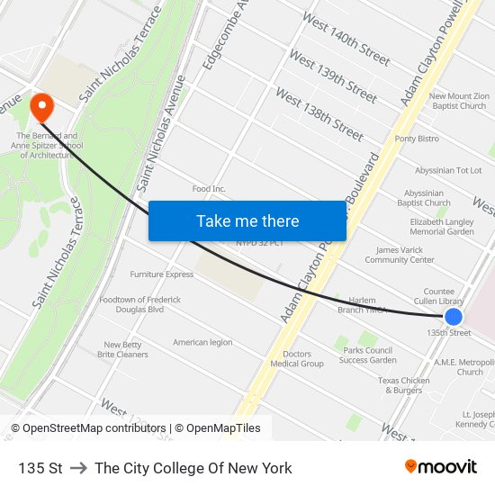 135 St to The City College Of New York map