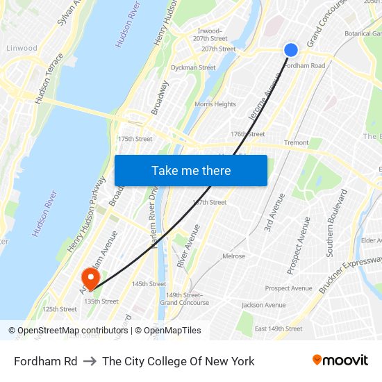 Fordham Rd to The City College Of New York map