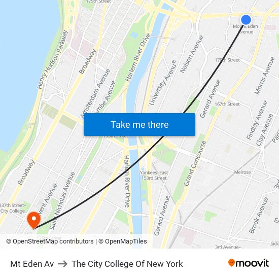 Mt Eden Av to The City College Of New York map