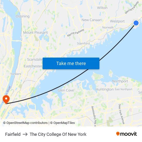 Fairfield to The City College Of New York map