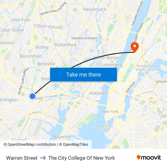 Warren Street to The City College Of New York map