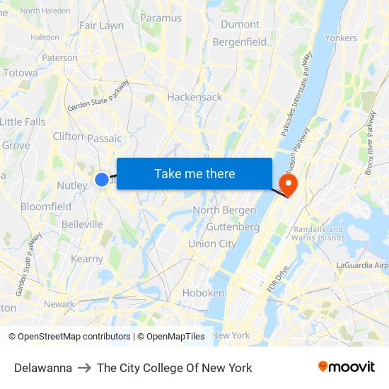 Delawanna to The City College Of New York map