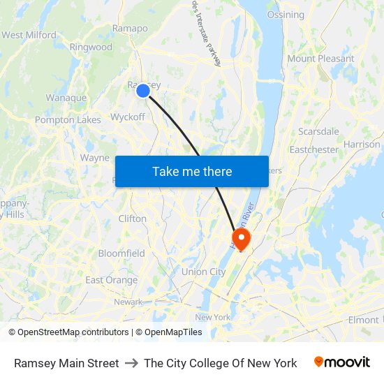 Ramsey Main Street to The City College Of New York map