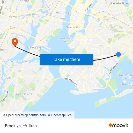 Brooklyn to Ikea map
