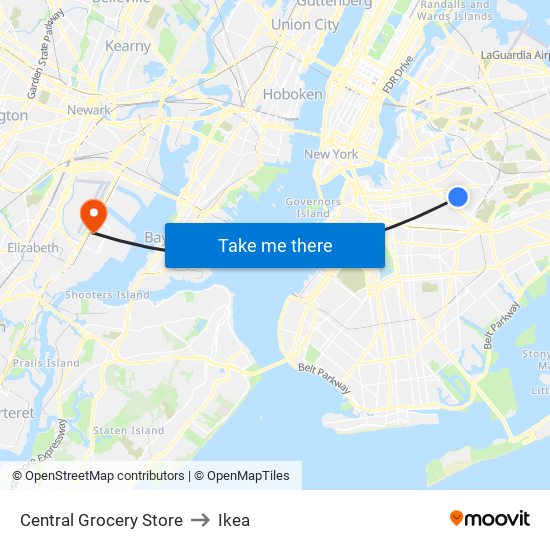 Central Grocery Store to Ikea map