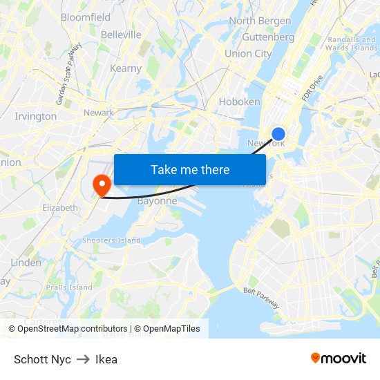 Schott Nyc to Ikea map