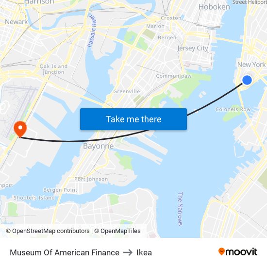 Museum Of American Finance to Ikea map