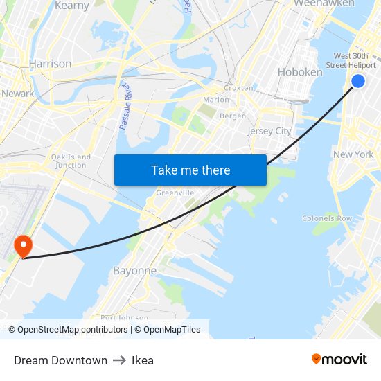 Dream Downtown to Ikea map