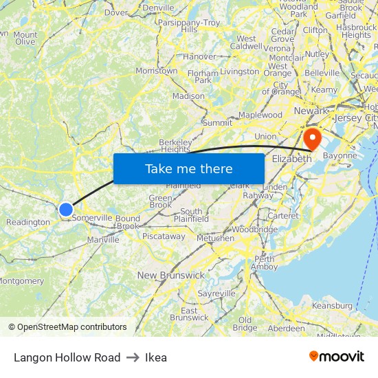 Langon Hollow Road to Ikea map