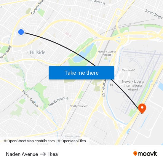 Naden Avenue to Ikea map