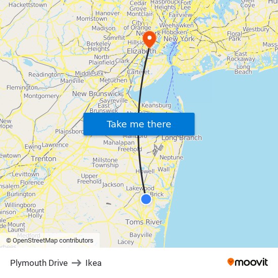 Plymouth Drive to Ikea map
