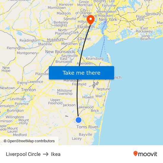 Liverpool Circle to Ikea map