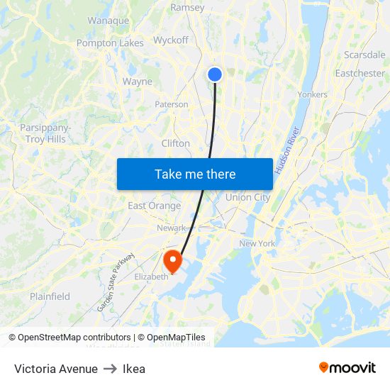 Victoria Avenue to Ikea map