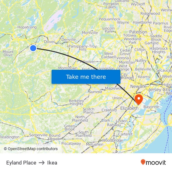 Eyland Place to Ikea map
