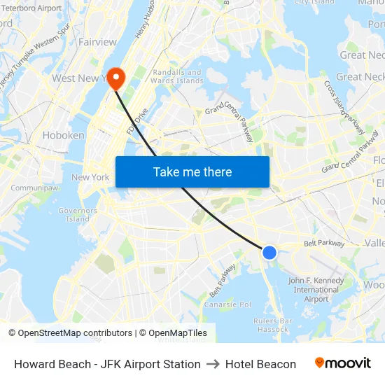 Howard Beach - JFK Airport Station to Hotel Beacon map