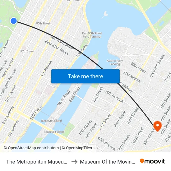 The Metropolitan Museum Of Art to Museum Of the Moving Image map