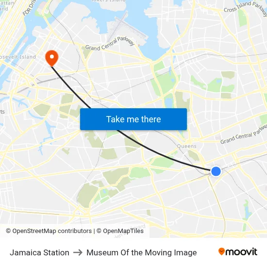 Jamaica Station to Museum Of the Moving Image map