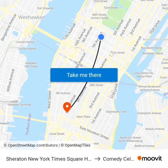 Sheraton New York Times Square Hotel to Comedy Cellar map