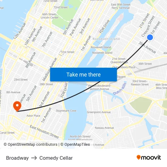 Broadway to Comedy Cellar map