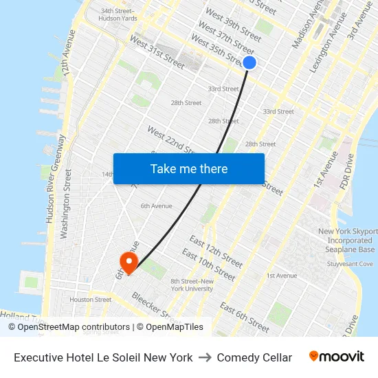 Executive Hotel Le Soleil New York to Comedy Cellar map